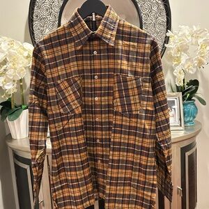 VIP Men's Plaid Shirt in Brown and Black NWOT
